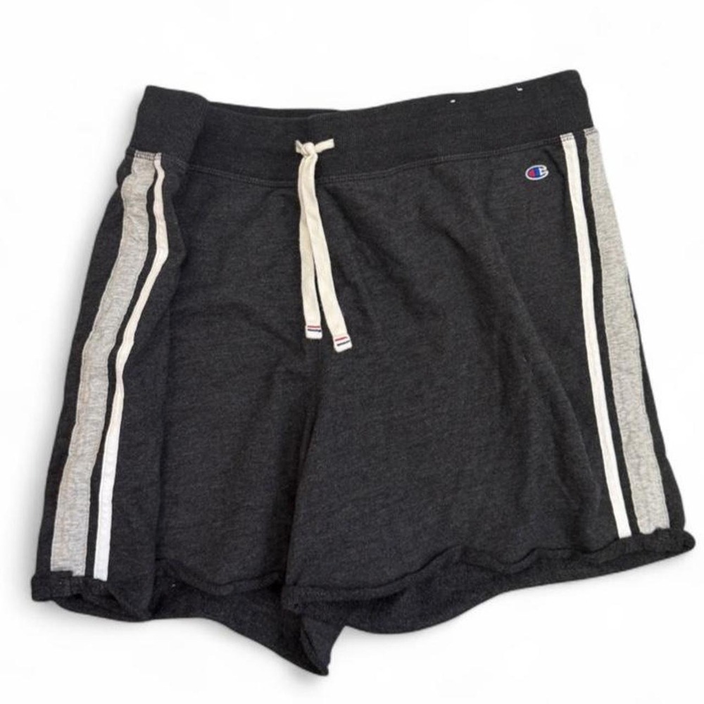 Champion Authentic Charcoal Gray Sweat Shorts XL Light Gray White Stripe